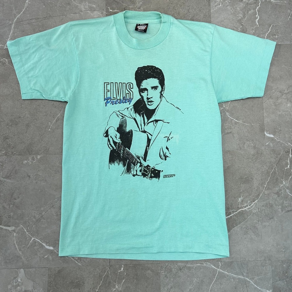 80s Vintage Elvis Presley Graphic Tee Mens Medium Short Sleeve Caricature Art